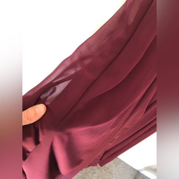 PINKBLUSH Burgundy Chiffon Short Sleeve Maternity Maxi Dress - Picture 8 of 9